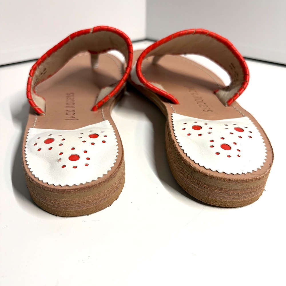 Jack Rogers Women's White Sailboat Leather Thong Sandals in Size 6.5 - Picture 6 of 9
